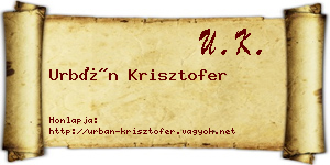 Urbán Krisztofer névjegykártya