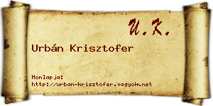Urbán Krisztofer névjegykártya